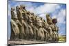 Fifteen Moai at the Restored Ceremonial Site of Ahu Tongariki-Michael-Mounted Photographic Print