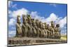 Fifteen Moai at the Restored Ceremonial Site of Ahu Tongariki-Michael-Mounted Photographic Print