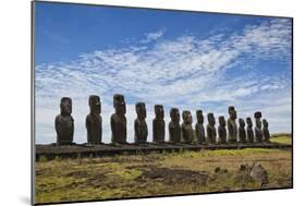 Fifteen Moai Statues Stand With Their Backs To The Sun At Tongariki, Easter Island, Chile-Karine Aigner-Mounted Photographic Print