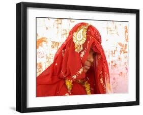 Fifteen-Year-Old Girl Poses for a Photograph after Her Marriage-null-Framed Photographic Print