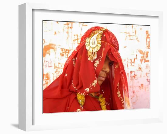 Fifteen-Year-Old Girl Poses for a Photograph after Her Marriage-null-Framed Photographic Print