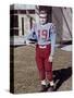 Fifteen year old high school football player portrait outside the school, ca. 1961-null-Stretched Canvas