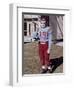 Fifteen year old high school football player portrait outside the school, ca. 1961-null-Framed Photographic Print