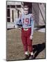 Fifteen year old high school football player portrait outside the school, ca. 1961-null-Mounted Photographic Print