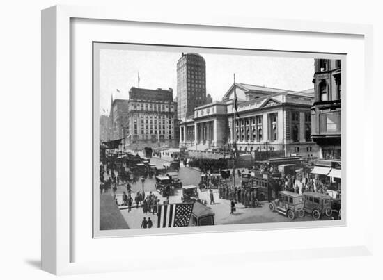 Fifth Avenue and the New York Public Library, 1911-Moses King-Framed Art Print