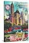 Fifth Avenue in Central Park, New York City Vintage Postcard Collage-Piddix-Stretched Canvas