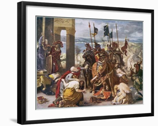 Fifth Crusade: The Crusaders Under Baudouin Take Constantinople-Eugene Delacroix-Framed Art Print