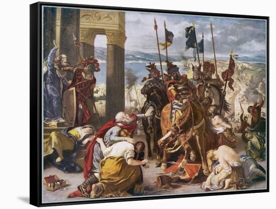 Fifth Crusade: The Crusaders Under Baudouin Take Constantinople-Eugene Delacroix-Framed Stretched Canvas