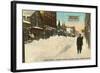 Fifth Street in Winter, Calumet, Michigan-null-Framed Art Print