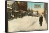 Fifth Street in Winter, Calumet, Michigan-null-Framed Stretched Canvas