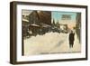 Fifth Street in Winter, Calumet, Michigan-null-Framed Art Print