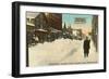 Fifth Street in Winter, Calumet, Michigan-null-Framed Art Print