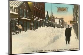 Fifth Street in Winter, Calumet, Michigan-null-Mounted Art Print