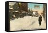 Fifth Street in Winter, Calumet, Michigan-null-Framed Stretched Canvas