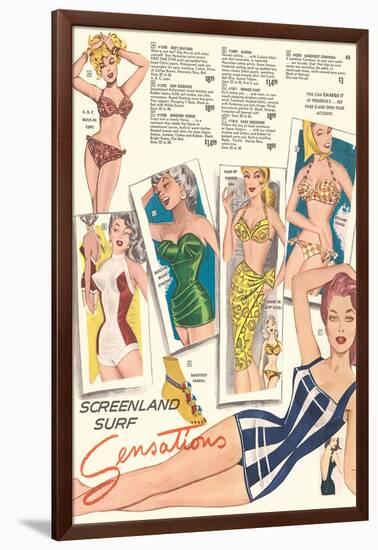 Fifties Bathing Suits-null-Framed Art Print