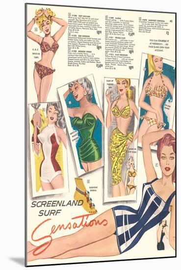 Fifties Bathing Suits-null-Mounted Art Print