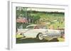 Fifties Cars on Golf Course-null-Framed Art Print