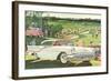 Fifties Cars on Golf Course-null-Framed Art Print