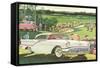 Fifties Cars on Golf Course-null-Framed Stretched Canvas