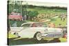 Fifties Cars on Golf Course-null-Stretched Canvas