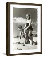 Fifties Couple on Beach-null-Framed Art Print