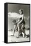 Fifties Couple on Beach-null-Framed Stretched Canvas