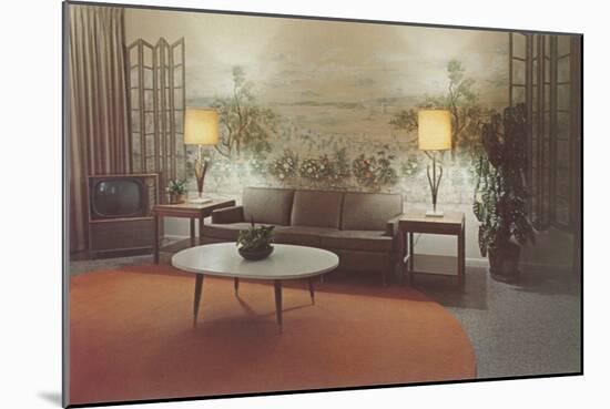 Fifties Living Room Decor-null-Mounted Art Print