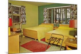 Fifties Motel Room Interior-null-Mounted Premium Giclee Print