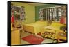 Fifties Motel Room Interior-null-Framed Stretched Canvas