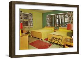 Fifties Motel Room Interior-null-Framed Art Print