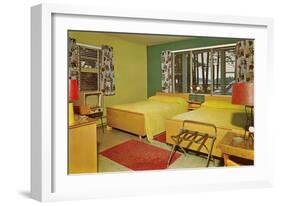 Fifties Motel Room Interior-null-Framed Art Print