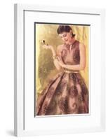 Fifties Paisley Dress-null-Framed Art Print