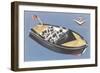 Fifties Speedboat-null-Framed Art Print