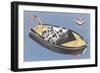 Fifties Speedboat-null-Framed Art Print