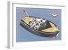 Fifties Speedboat-null-Framed Art Print