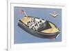 Fifties Speedboat-null-Framed Art Print