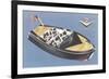 Fifties Speedboat-null-Framed Art Print