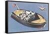 Fifties Speedboat-null-Framed Stretched Canvas