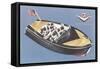 Fifties Speedboat-null-Framed Stretched Canvas