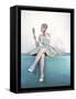 Fifties Woman and Mirror-null-Framed Stretched Canvas