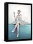 Fifties Woman and Mirror-null-Framed Stretched Canvas