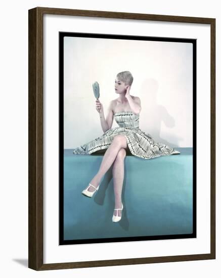 Fifties Woman and Mirror-null-Framed Photographic Print