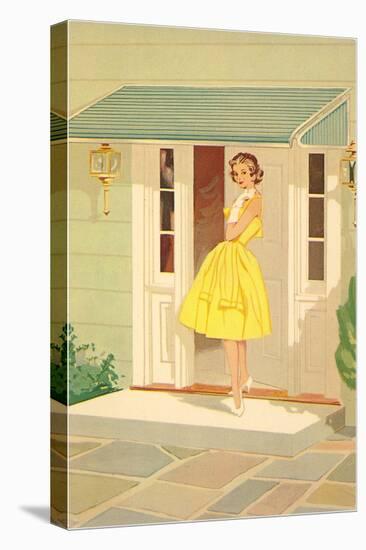 Fifties Yellow Dress-null-Stretched Canvas