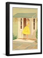 Fifties Yellow Dress-null-Framed Art Print