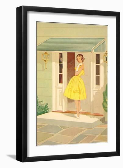 Fifties Yellow Dress-null-Framed Art Print