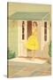 Fifties Yellow Dress-null-Stretched Canvas