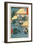 Fifty-Three Stations of the Tokaido: 52th Station, Ishibe-Ando Hiroshige-Framed Giclee Print