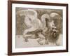 Fight Between a Dragon and a Lion-Leonardo da Vinci-Framed Giclee Print