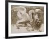 Fight Between a Dragon and a Lion-Leonardo da Vinci-Framed Giclee Print