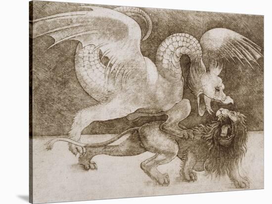 Fight Between a Dragon and a Lion-Leonardo da Vinci-Stretched Canvas